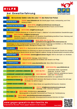 Hilfe bei Gewalterfahrung: Flyer